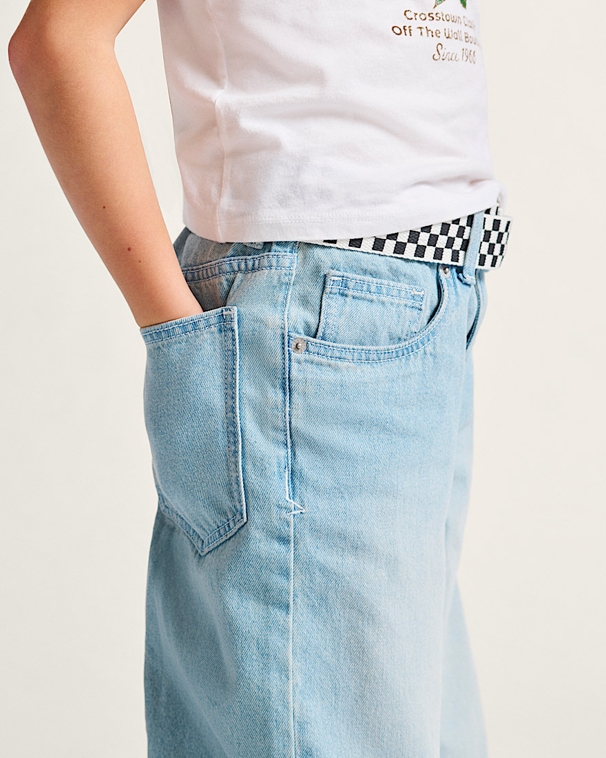 Kids Sirelle Denim Puddle Pants VANS Light Stonewash Blue ALT4