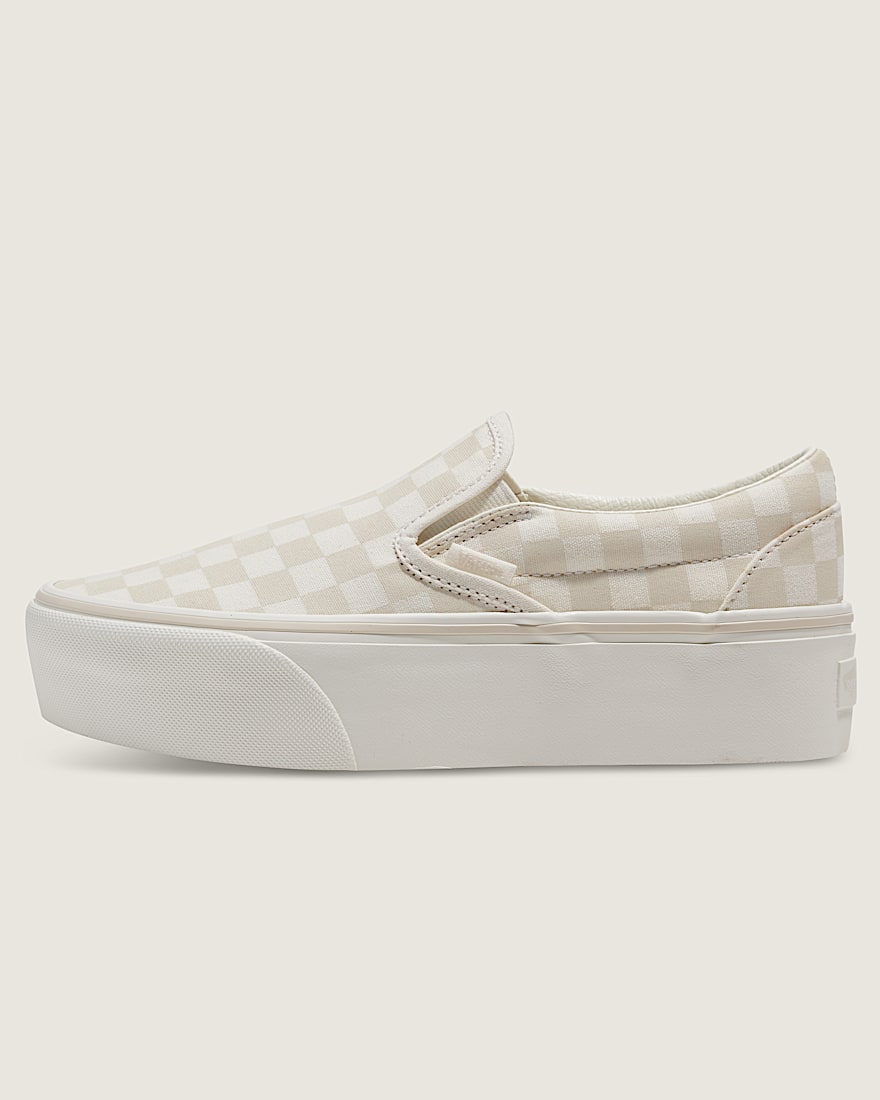 Classic SlipOn Platform Checkerboard Shoe VANS Checkerboard Marshmallow White Turtledove White HERO