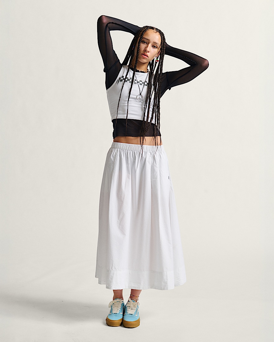 Checkerboard Fitted Crop Tank Top VANS White Black ALT2