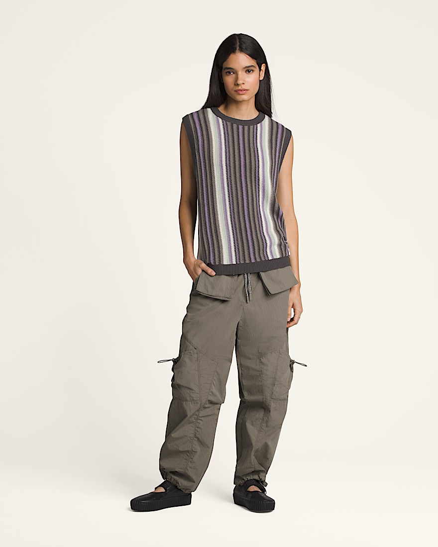 Premium Striped Sweater Vest VANS After Dark Brown  Grey  Purple ALT3