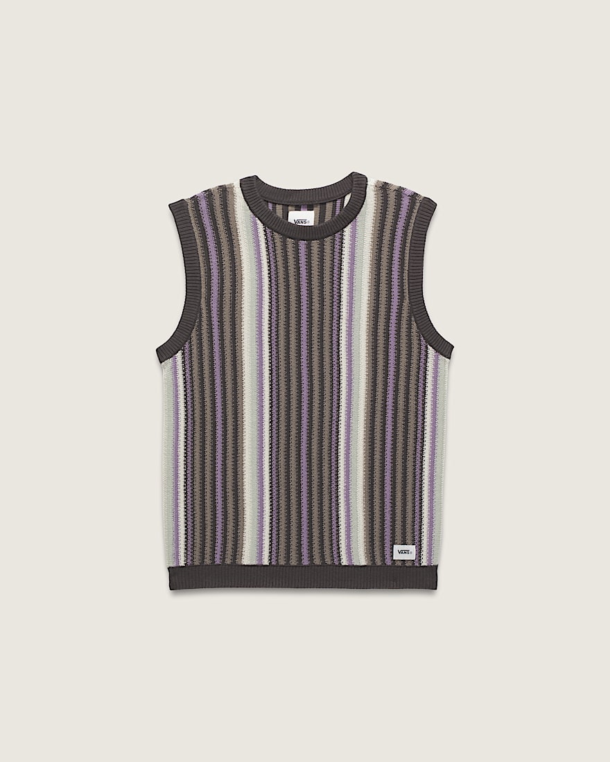 Premium Striped Sweater Vest VANS After Dark Brown  Grey  Purple HERO