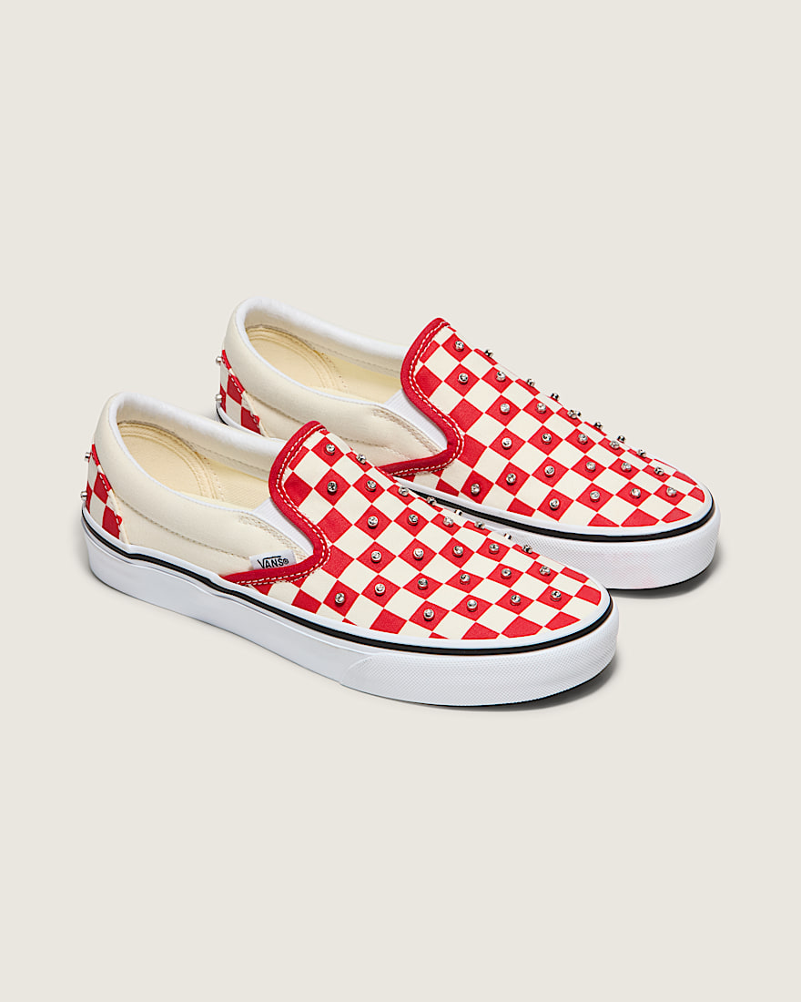 Classic SlipOn Checkerboard Shoe VANS Racing Red White ALT1