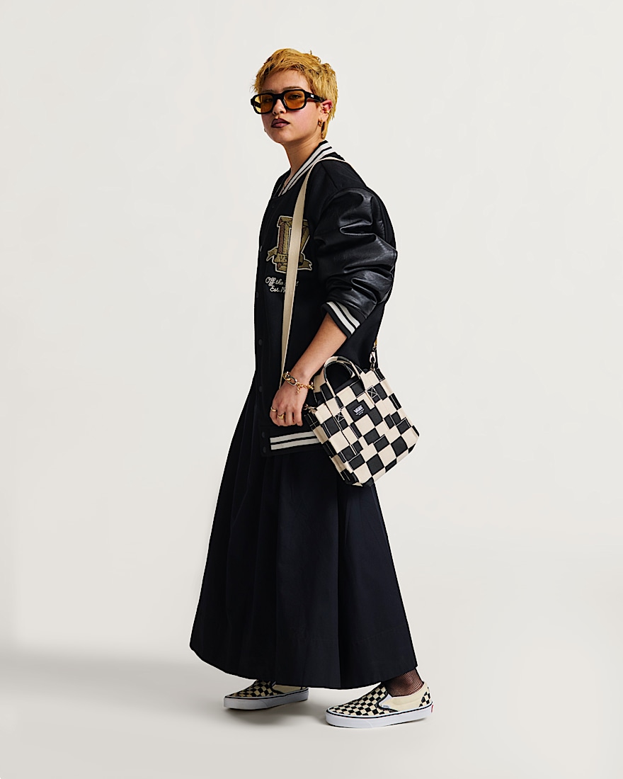Lil Pergs Checkerboard Tote Bag VANS Antique White  Black ALT1