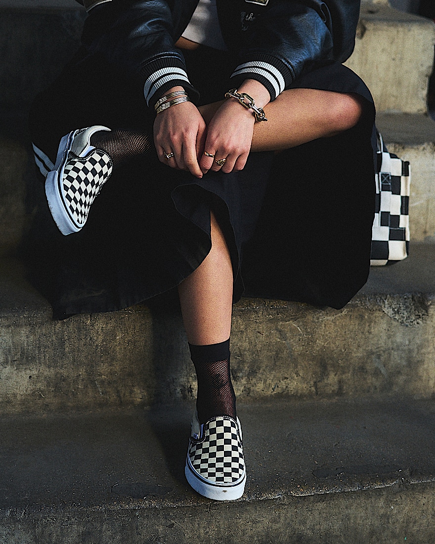 Classic SlipOn Checkerboard Shoe VANS Checkerboard Black  White ALT5