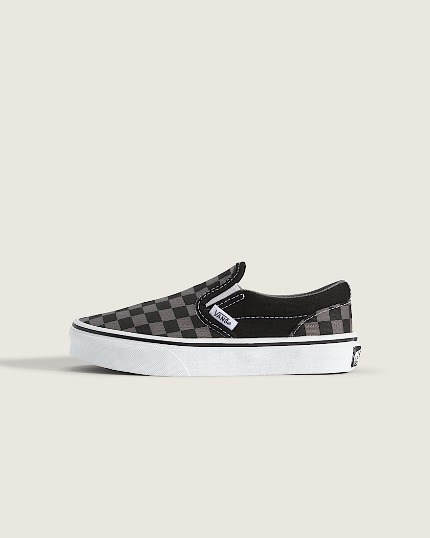 Little Kids Classic SlipOn Checkerboard Shoe VANS Checkerboard Black  Pewter Grey HERO