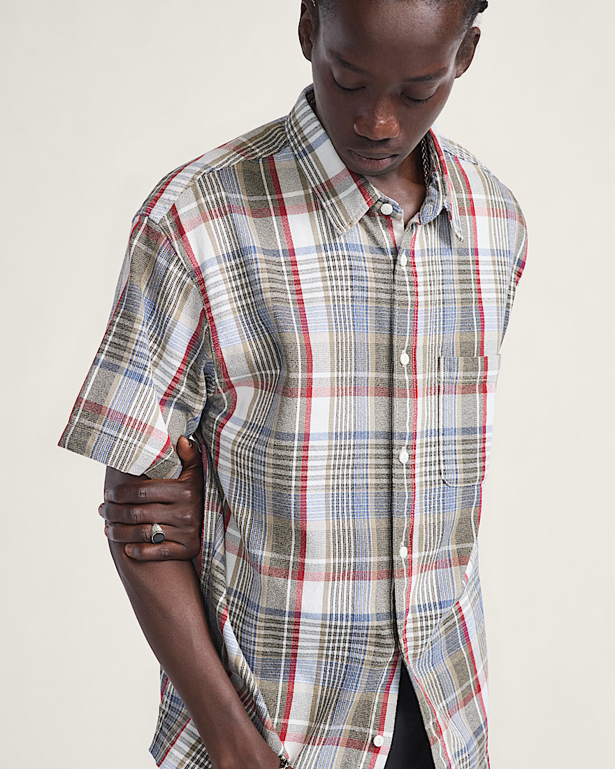 Premium Button Up Shirt VANS Egret White  Elm Green ALT3