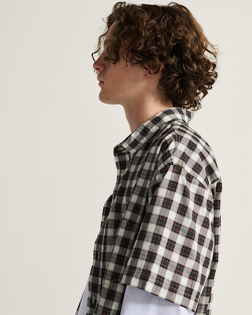 Monte Plaid Button Up Shirt VANS Egret White ALT4