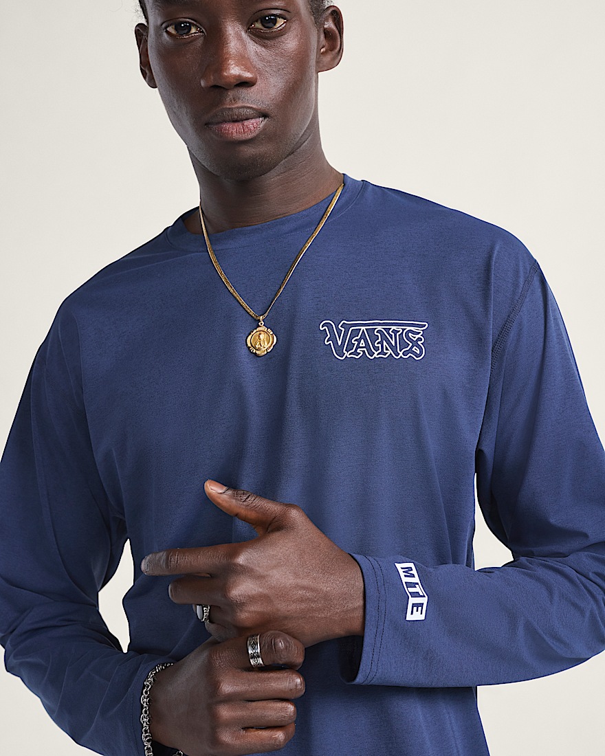 Outline Hybrid Long Sleeve Shirt VANS Dress Blue ALT2