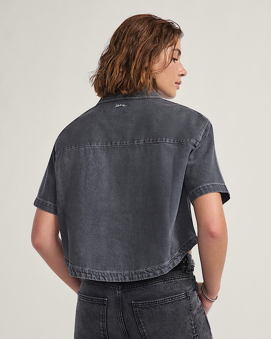 Natalie Denim Button Up Shirt VANS Wash Grey ALT2