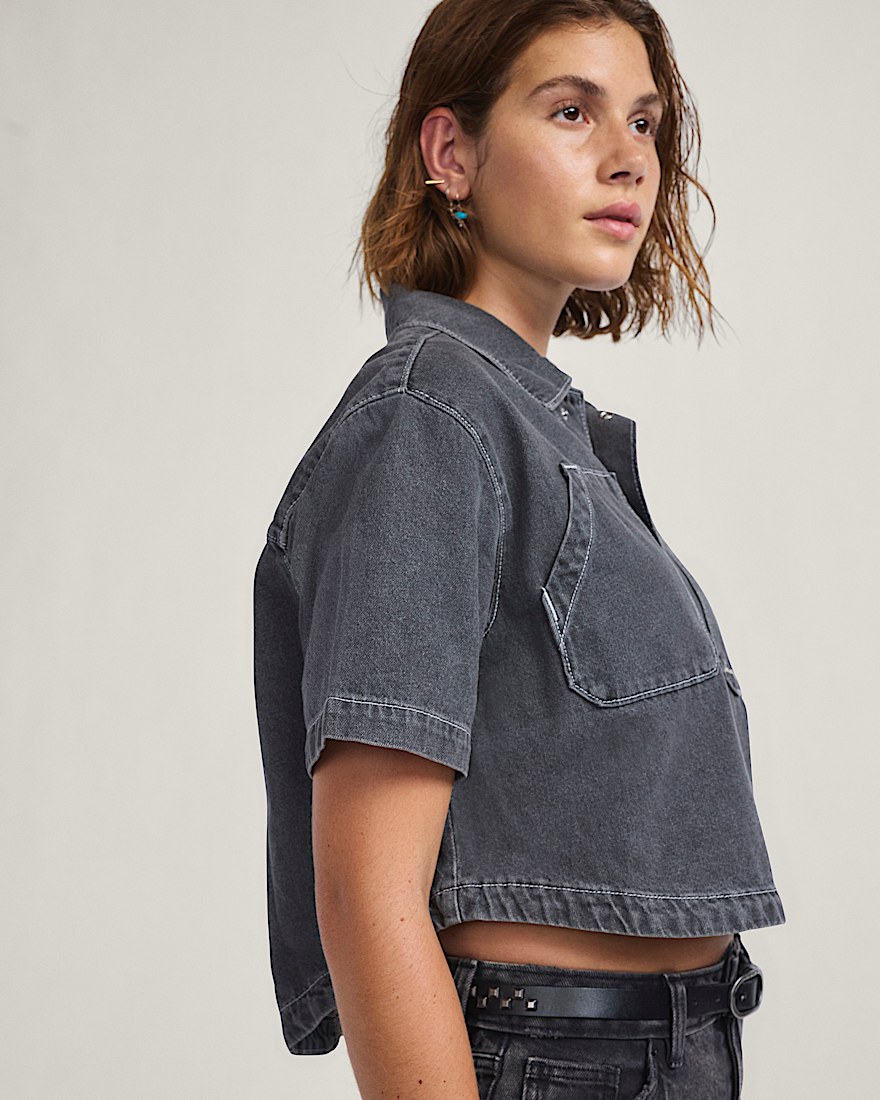 Natalie Denim Button Up Shirt VANS Wash Grey ALT3