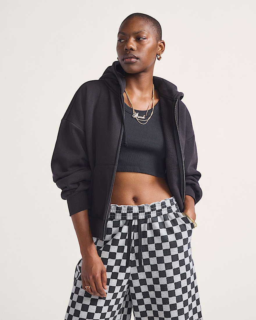 Dual Palm Retro Zip Hoodie VANS Black ALT1