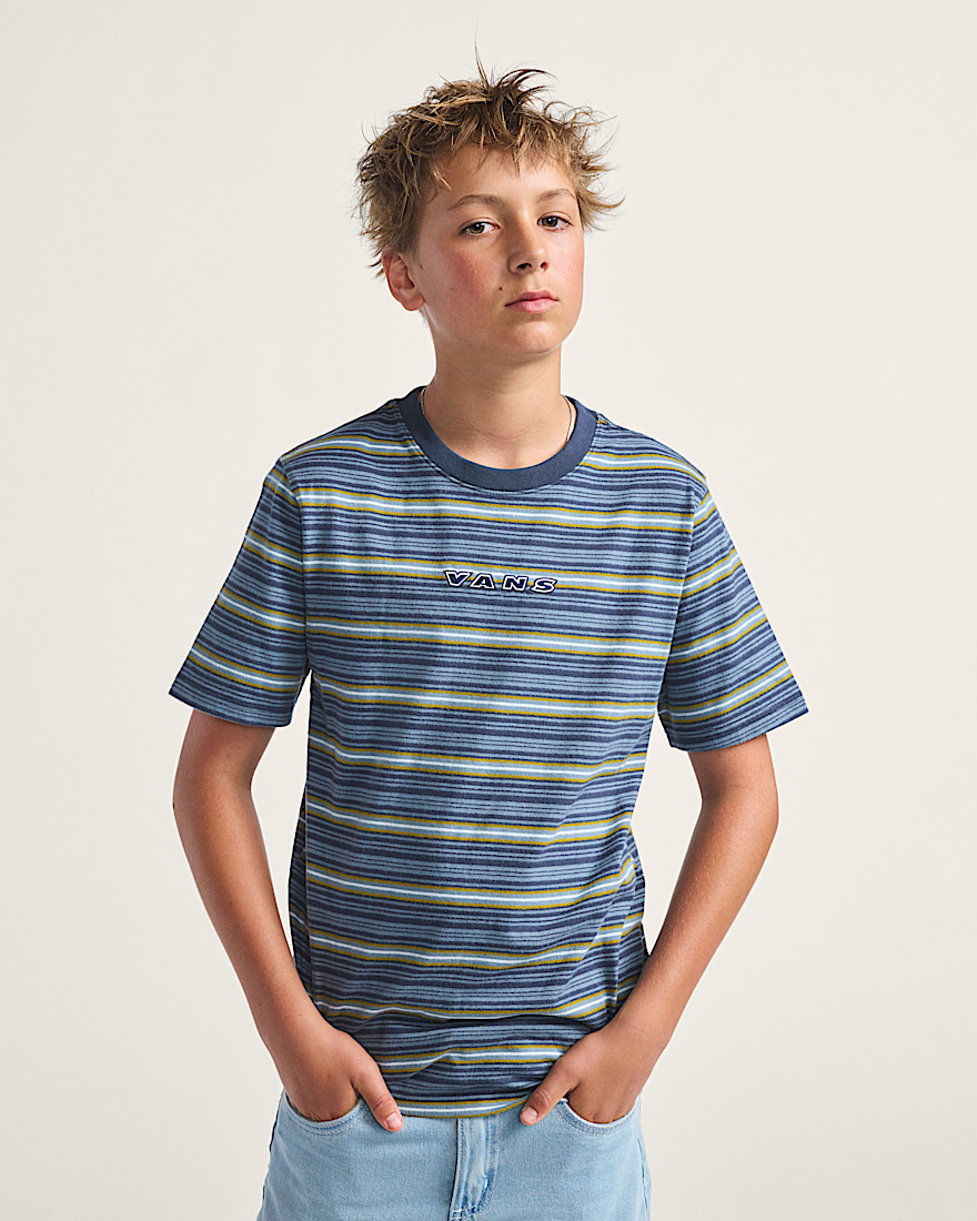 Kids Cameron Stripe TShirt VANS Stormy Weather Parisian Night Blue ALT1