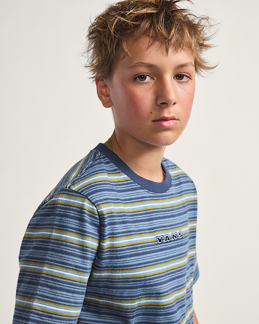 Kids Cameron Stripe TShirt VANS Stormy Weather Parisian Night Blue ALT3