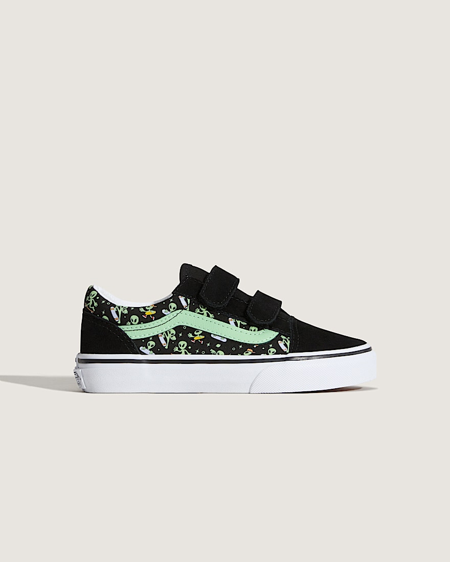 Little Kids Old Skool V Shoe VANS Black  Green ALT5