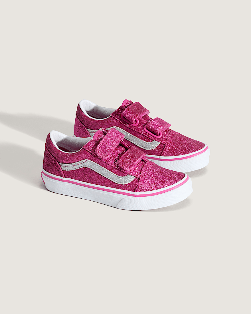 Little Kids Old Skool V Shoe VANS Glitter Raspberry Rose Pink ALT1