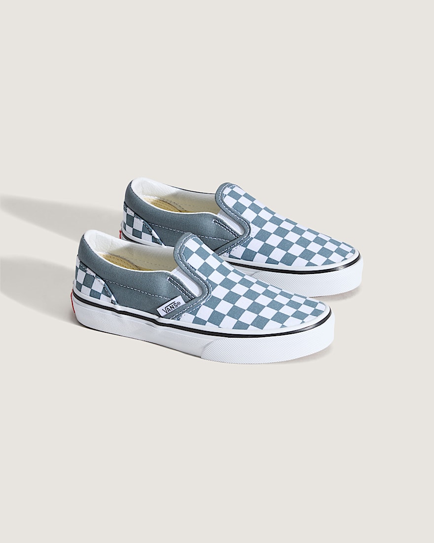 Little Kids Classic SlipOn Checkerboard Shoe VANS Checkerboard Stormy Weather Blue ALT1