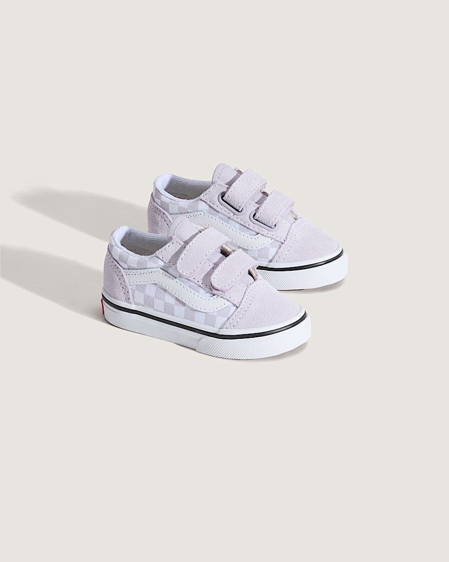 Toddler Old Skool V Checkerboard Shoe VANS Checkerboard Lilac Mist Purple ALT1