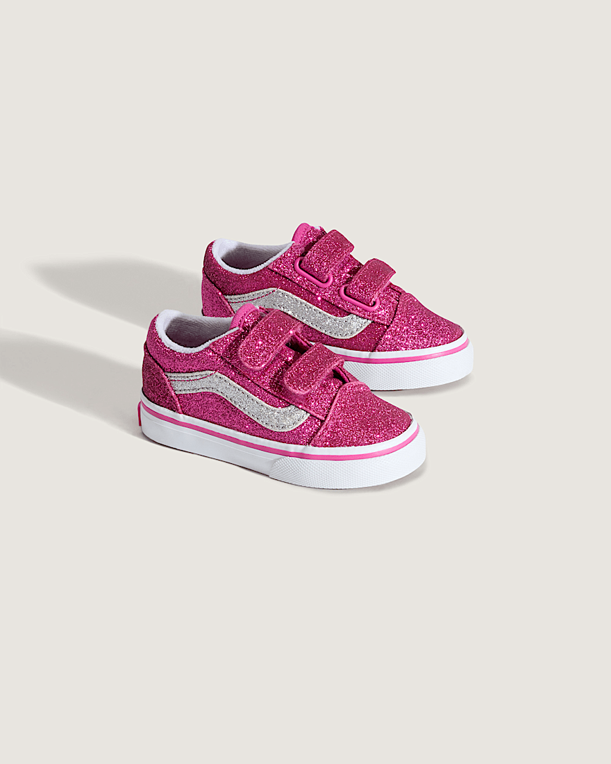 Toddler Old Skool V Shoe VANS Glitter Raspberry Rose Pink ALT1