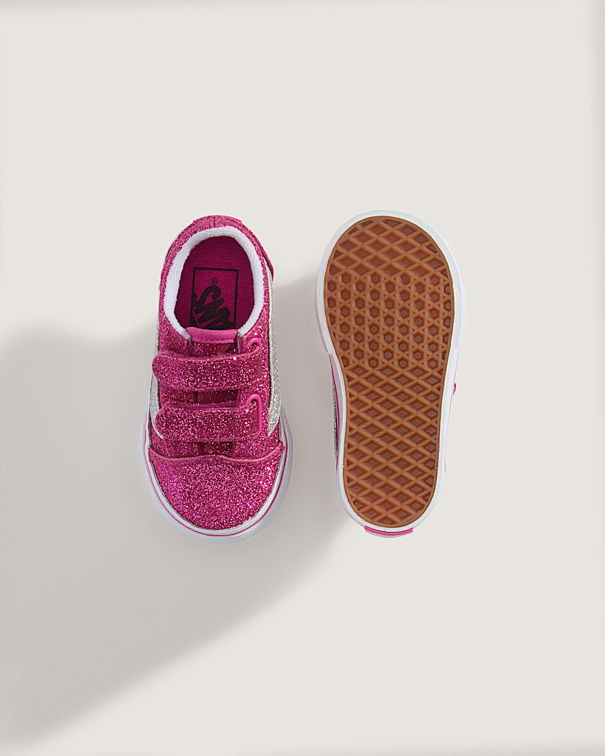 Toddler Old Skool V Shoe VANS Glitter Raspberry Rose Pink ALT2