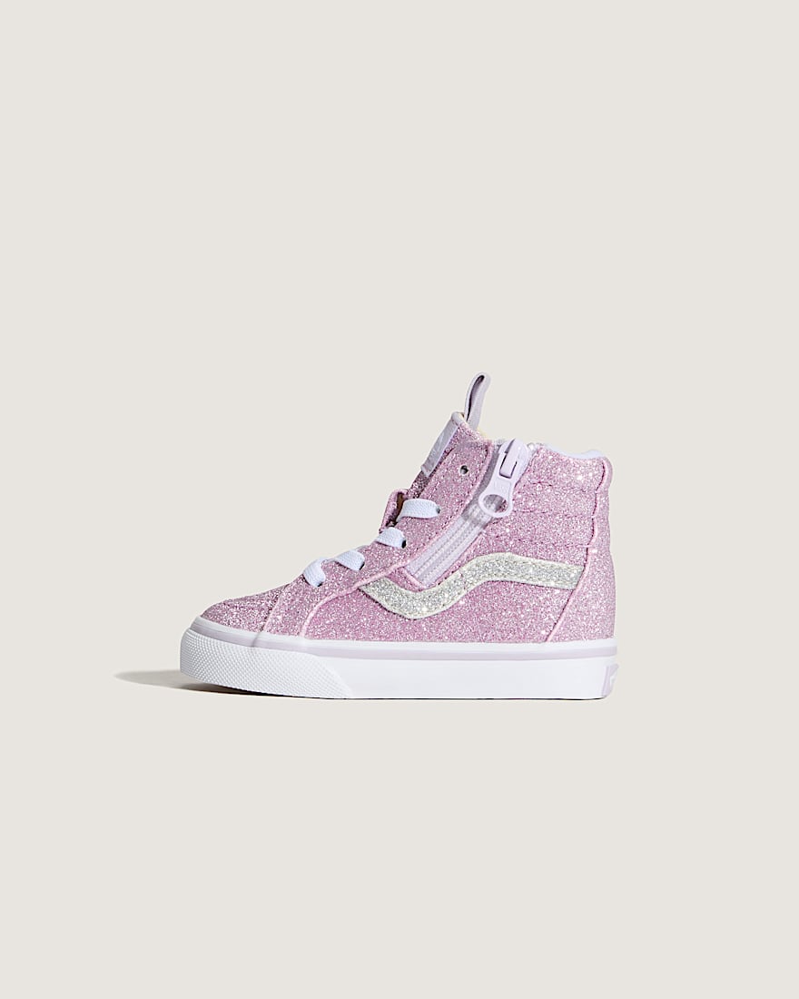 Toddler Sk8Hi Side Zip Shoe VANS Glitter Lilac Mist Purple HERO