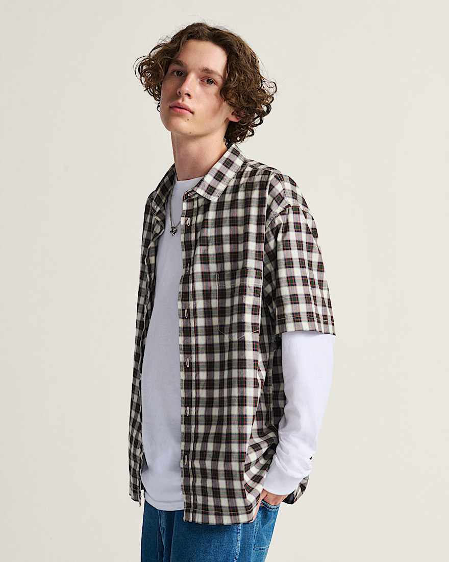 Monte Plaid Button Up Shirt VANS Egret White HERO