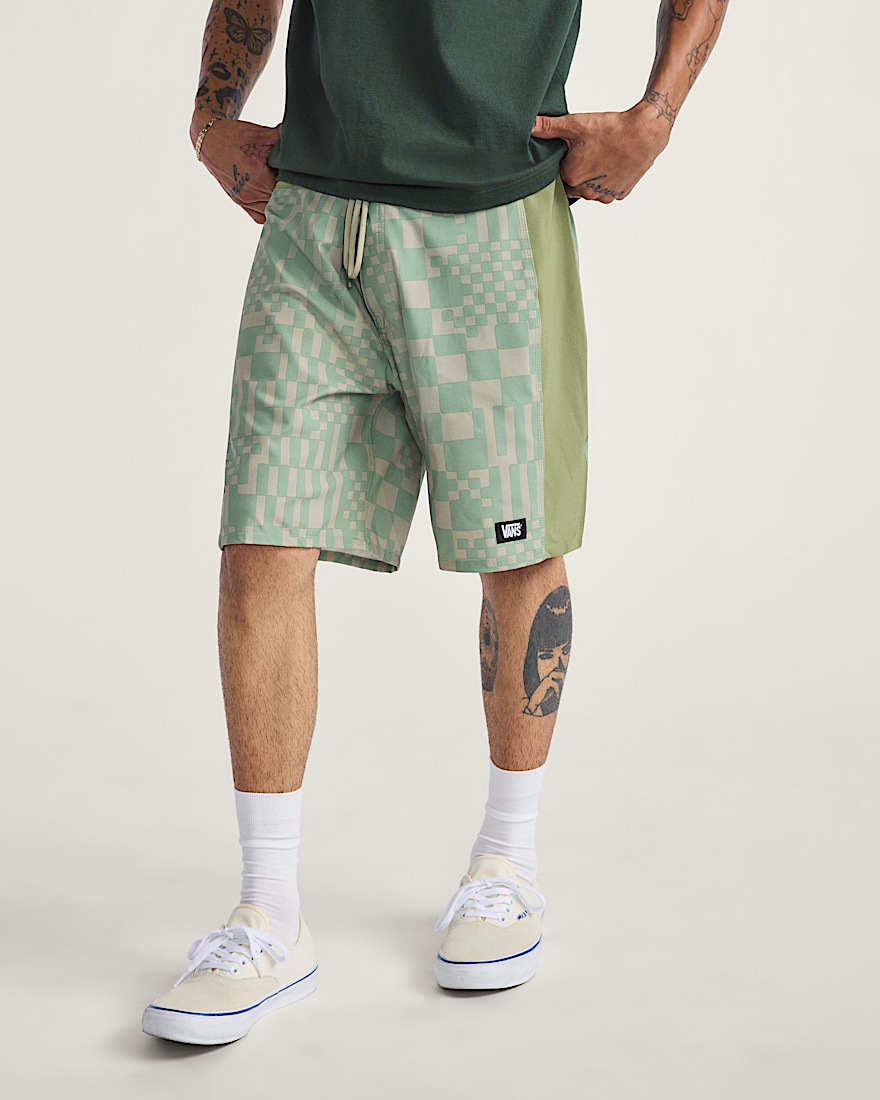 Daily AOP Sideline Boardshorts VANS Grey Olive Green HERO