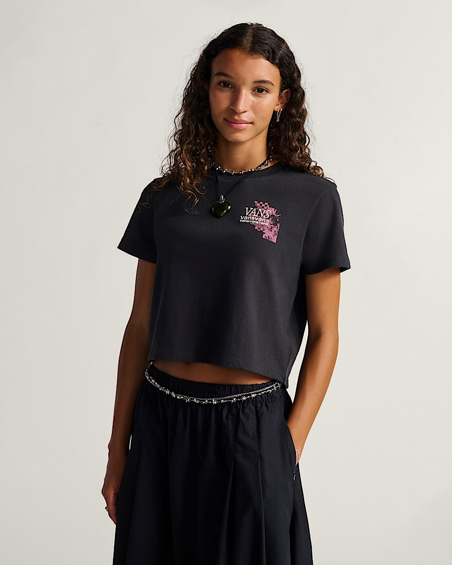 Negative Floral Crop TShirt VANS Black HERO