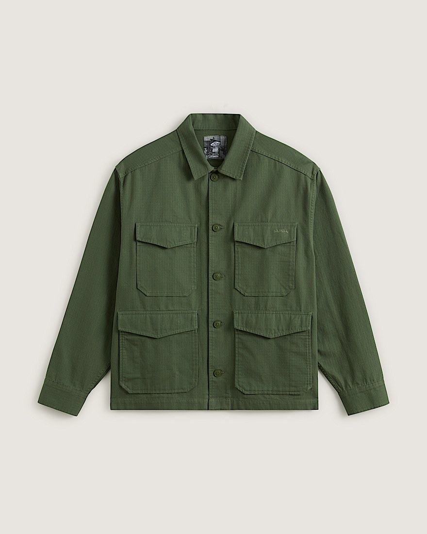 Skate Military Overshirt by Atiba Jefferson VANS Atiba Pine Forest Green HERO