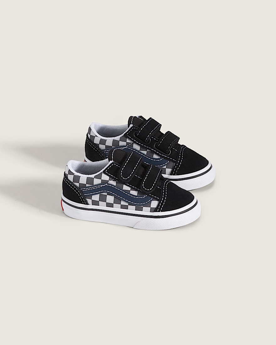 Toddler Old Skool V Checkerboard Shoe VANS Checkerboard Black  Blue ALT1