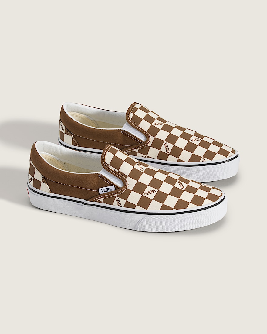 Classic SlipOn Checkerboard Shoe VANS Checkerboard Dachshund Brown ALT1