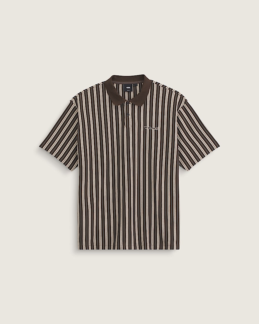 Layton Stripe Polo Shirt VANS Demitasse Brown HERO