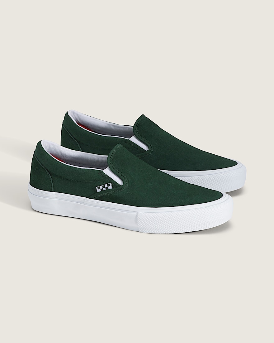Skate SlipOn Shoe VANS Green  White ALT1
