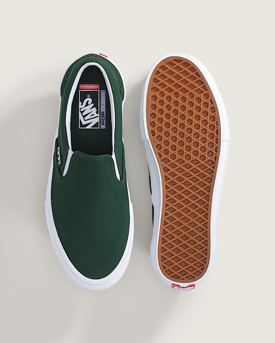 Skate SlipOn Shoe VANS Green  White ALT2