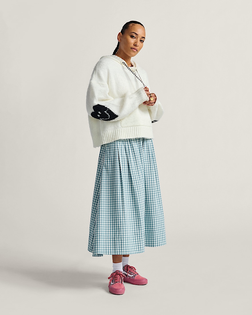 Francesca Full Plaid Skirt VANS Blue  White ALT2