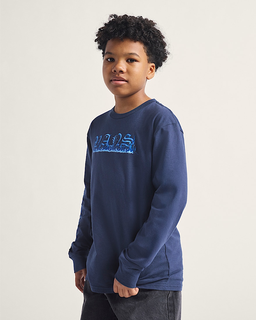 Kids Vans Inferno Long Sleeve TShirt VANS Parisian Night Blue ALT1