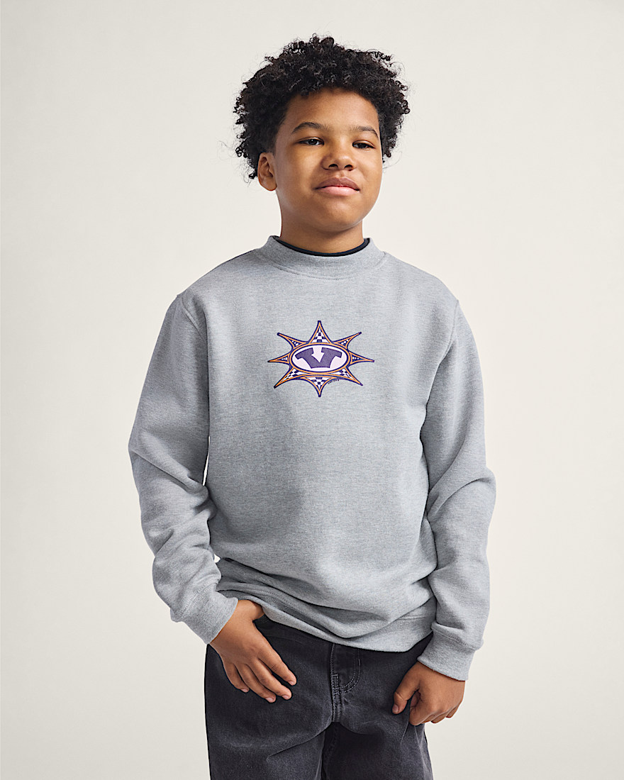 Kids Star Checker Crew Sweatshirt VANS Cement Heather Grey ALT1