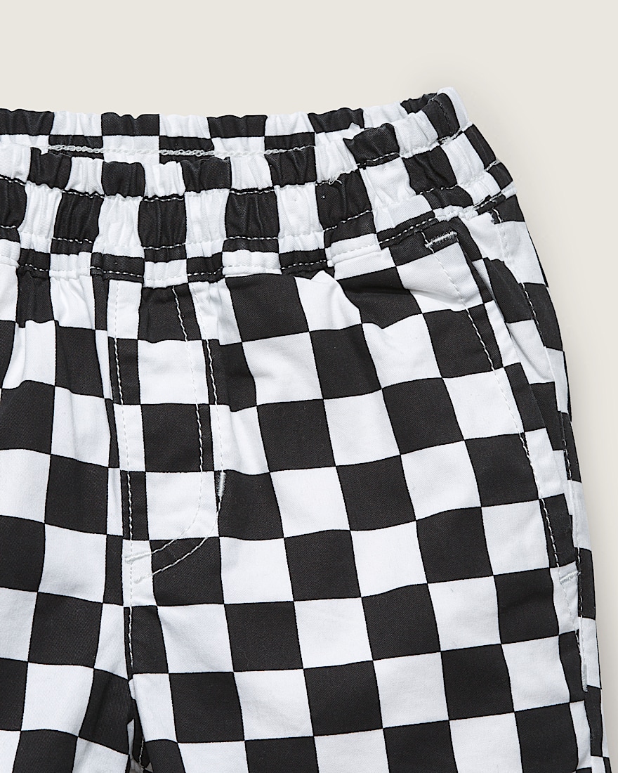 Kids Little Kids Range Elastic Checkerboard Shorts VANS Black  White ALT2
