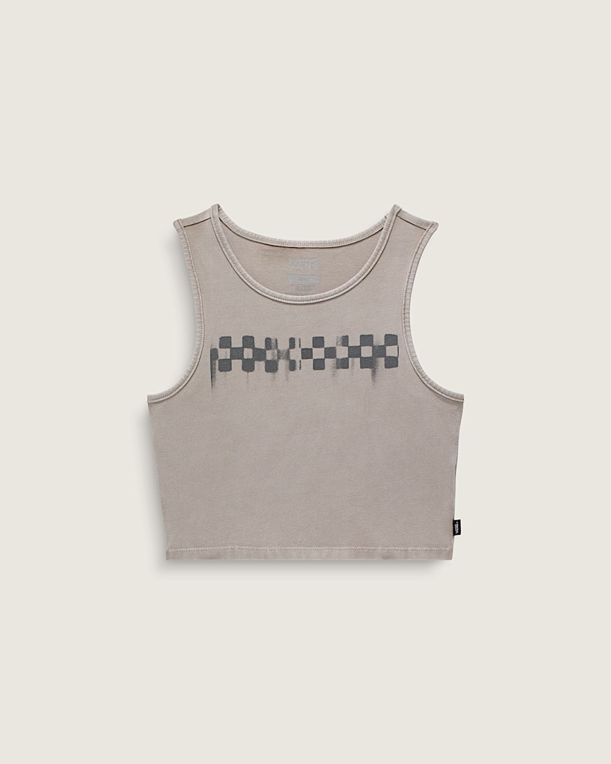 Checkerboard Fitted Crop Tank Top