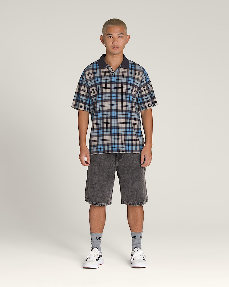 Bellmoor Plaid Polo Shirt VANS Parisian Night Blue  London Fog Grey ALT2