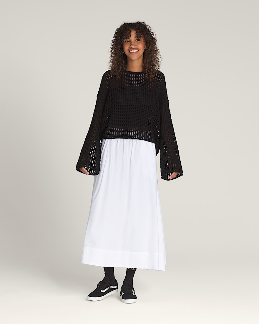 Mila Open Knit Crop Crew Sweater VANS Black ALT2