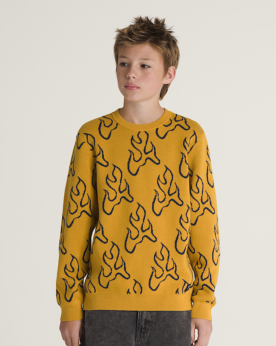 Kids Blaze Crew Sweater VANS Harvest Gold Yellow HERO
