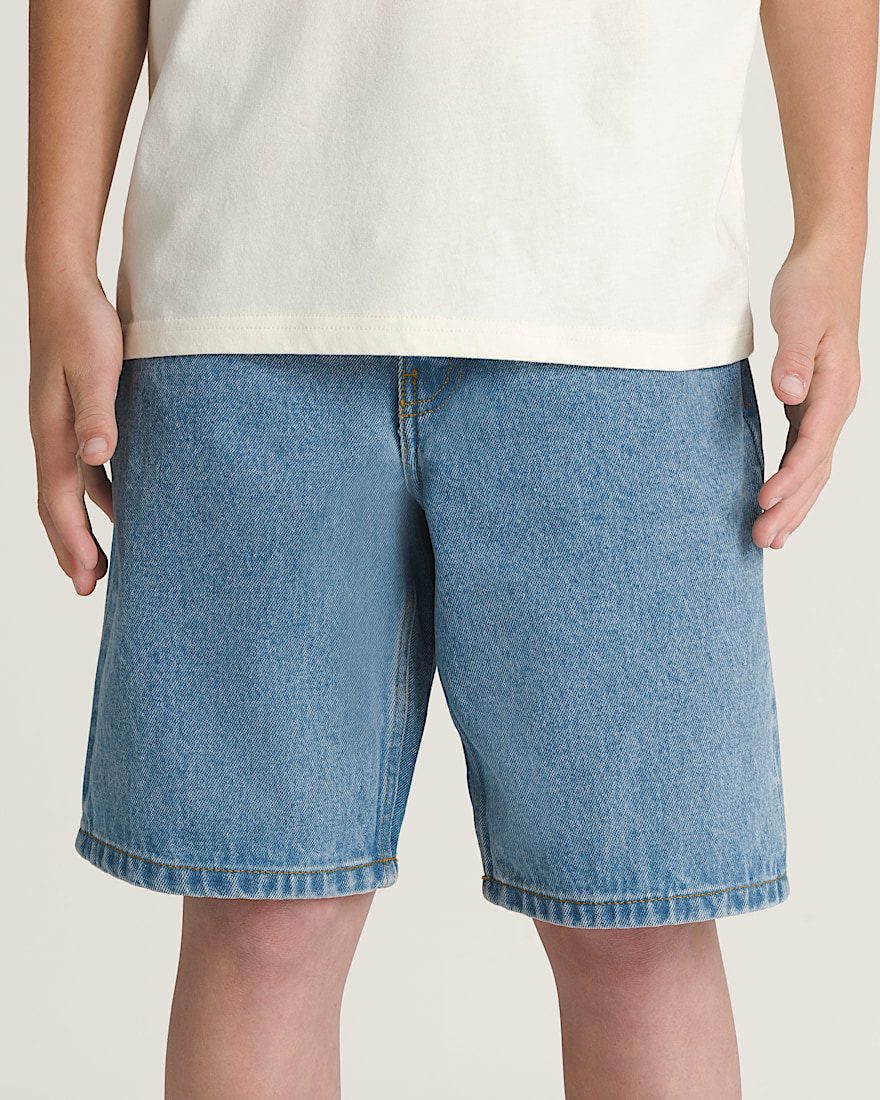 Kids Check5 Baggy Denim Shorts VANS Stonewash Blue HERO