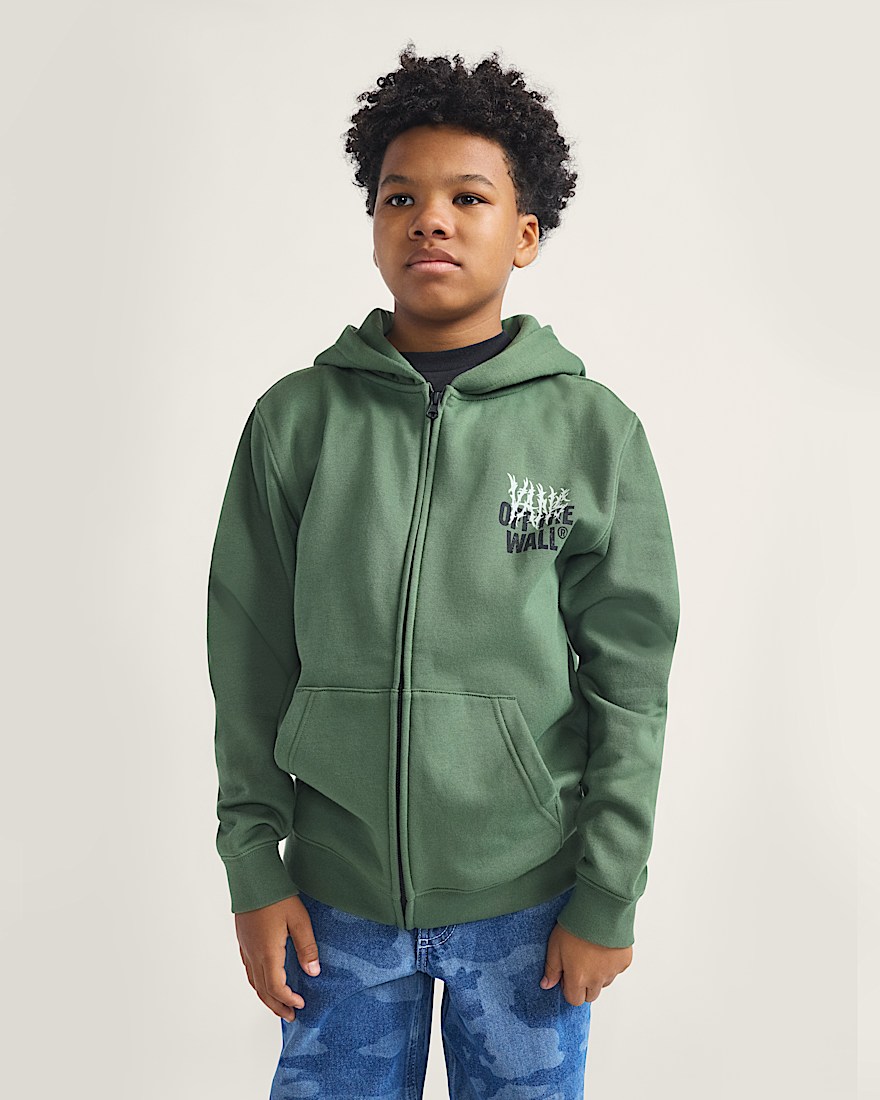 Kids Metal Wall Zip Hoodie VANS Pine Forest Green ALT1