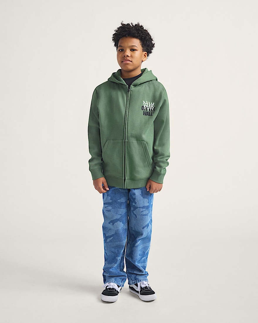 Kids Metal Wall Zip Hoodie VANS Pine Forest Green ALT3