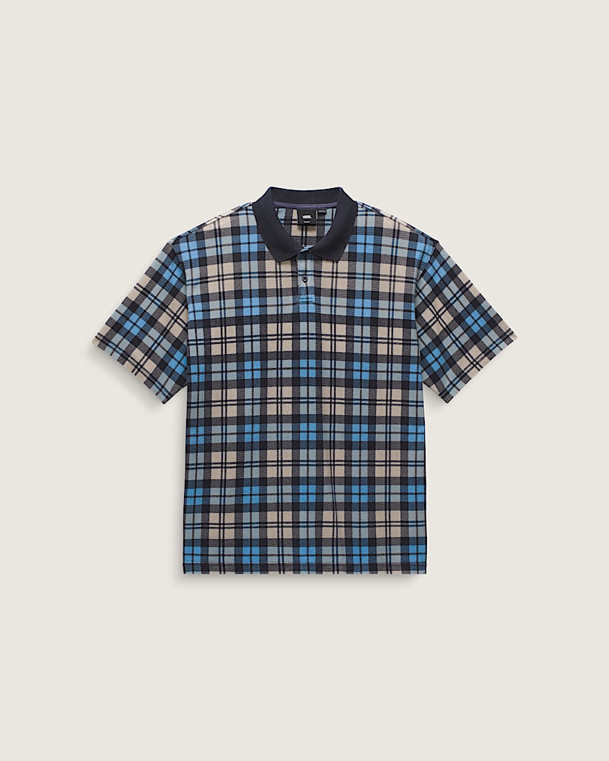 Bellmoor Plaid Polo Shirt VANS Parisian Night Blue  London Fog Grey FLATLAY