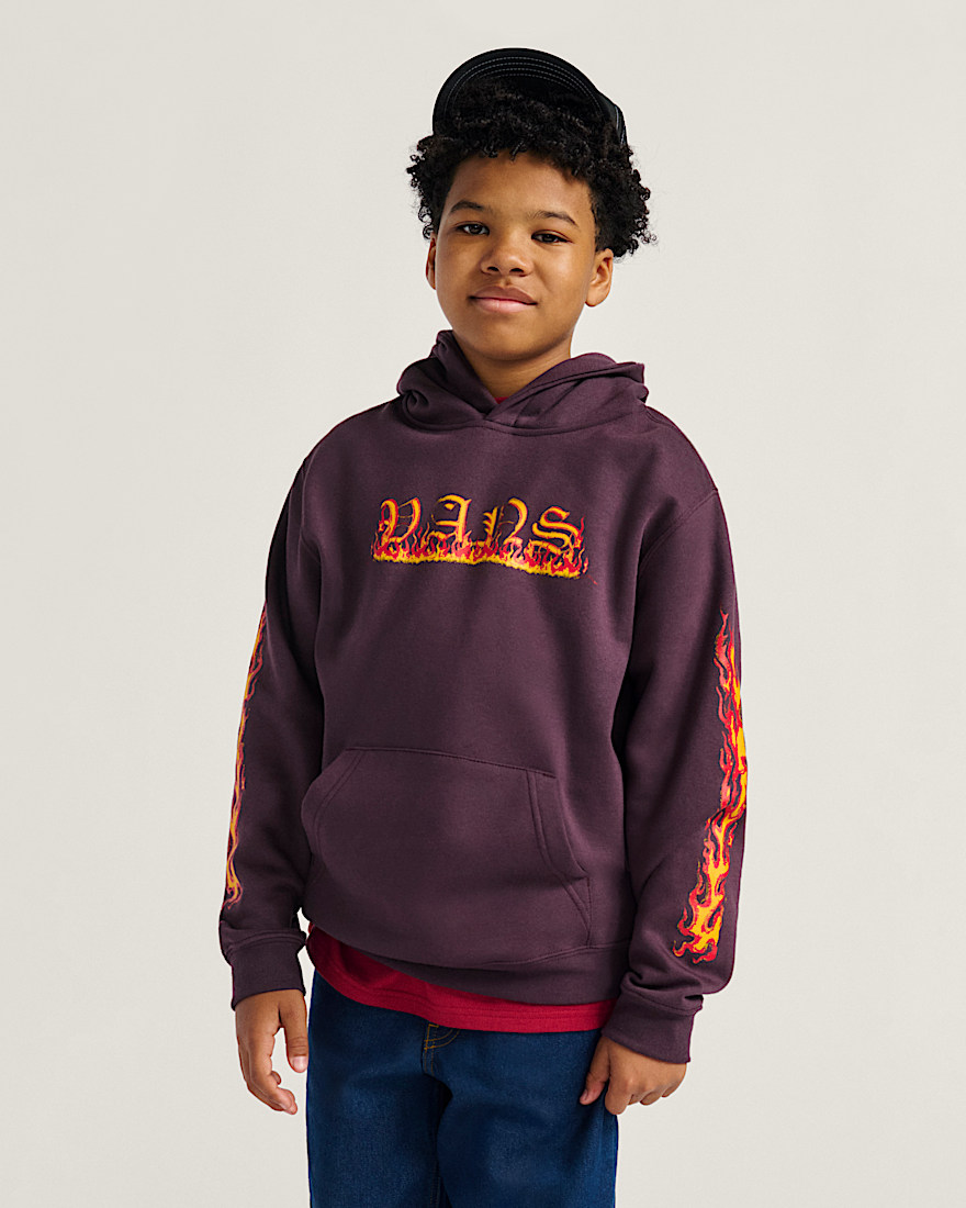 Kids Vans Inferno Pullover Hoodie VANS Dark Port Red ALT1