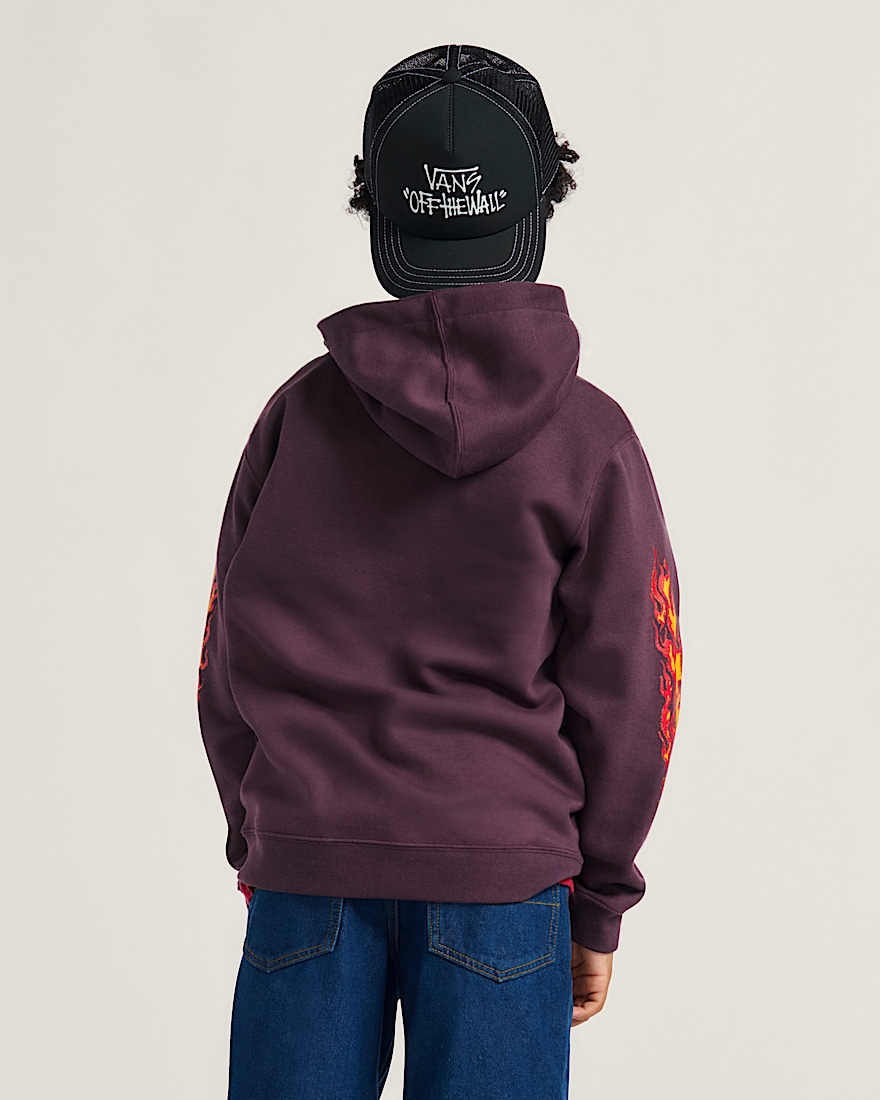 Kids Vans Inferno Pullover Hoodie VANS Dark Port Red ALT2
