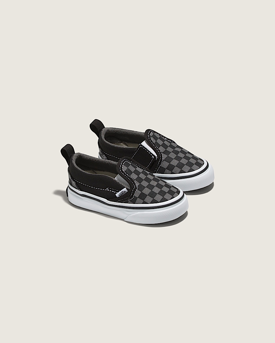 Toddler Classic SlipOn V Checkerboard Shoe VANS Checkerboard Black  Pewter Grey ALT1