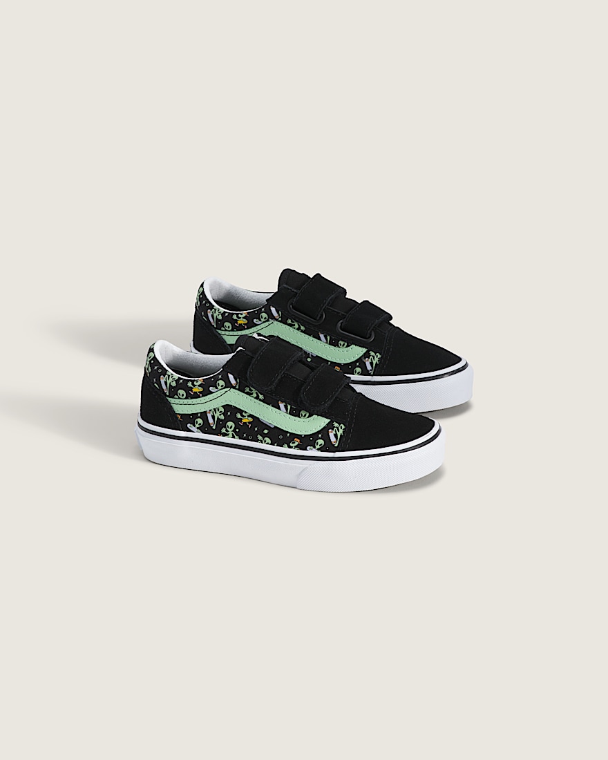 Little Kids Old Skool V Shoe VANS Black  Green ALT1