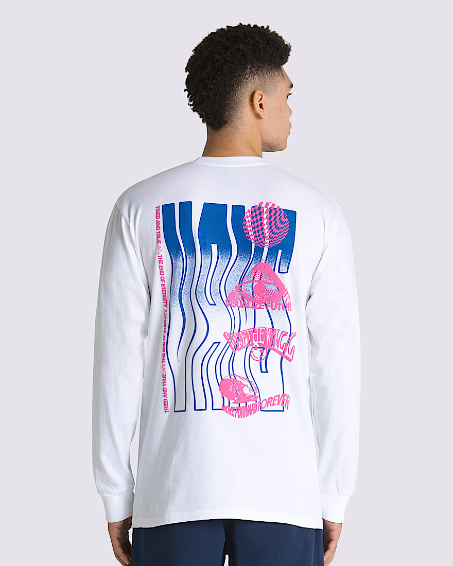 Digital Wavy Vans Long Sleeve TShirt VANS White ALT3